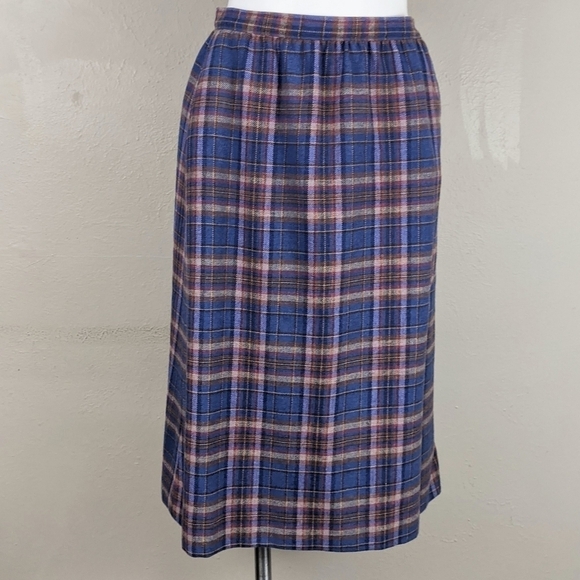 VTG Pendleton Purple Tartan Plaid Pure Wool Skirt